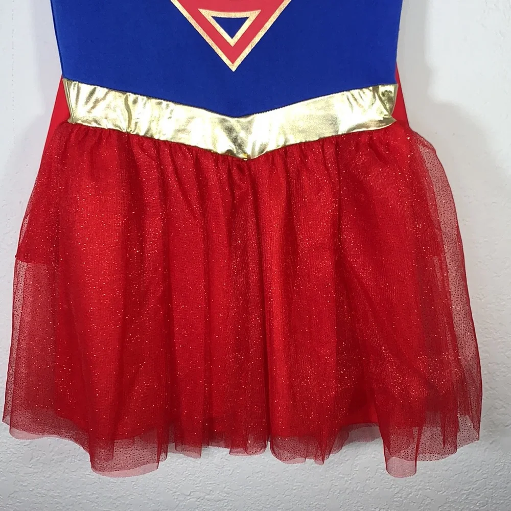 DC Comics Supergirl Costume Dress Kids Medium 8-10 With Cape Superhero Cosplay